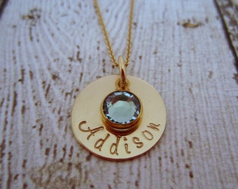 Birthstone Necklace for Mom, Baby Name Necklace, Gift for Baby Shower, Gift for New Mom, Birthstone Jewelry for Mom, Mommy Necklace