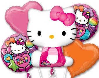 Hello Kitty 5 Piece Balloon Bouquet BIrthday Party | Foil Balloon | Hello Kitty Birthday Party Balloons