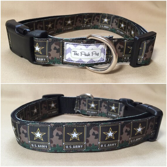 Handmade US Army 1 Adjustable Dog Collar MEDIUM