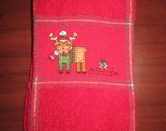 Reindeer Fingertip Christmas Towel