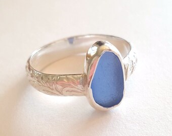 Custom Genuine Sea Glass Ring with Small Sea Glass, Sea Glass Stack Ring, Genuine Beach Sea Glass, Beach sea glass ring