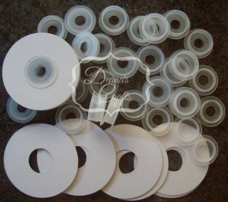 12 1/4 or 3/8 Empty Ribbon Spools Plastic With or by deanascrafts
