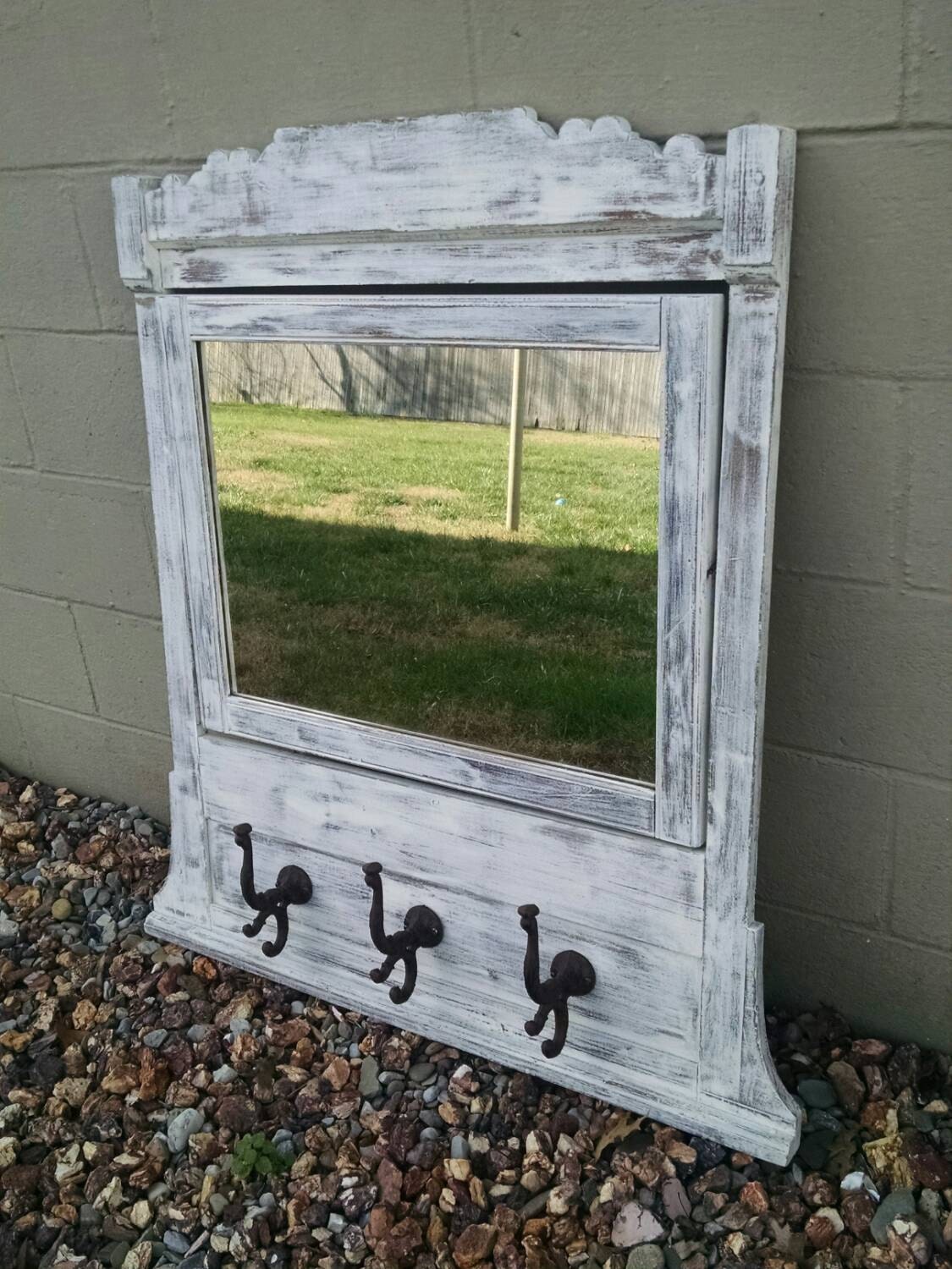 Vintage MirrorShabby MirrorRustic Coat Rack by ByTheShoreVintage