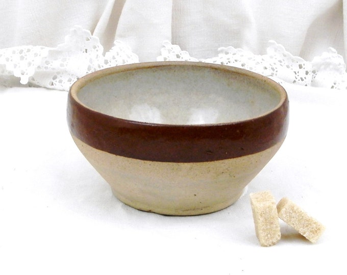 Antique French Stoneware Rustic Paté Bowl, Rillettes du Mans Pottery Container from France, Retro French Kitchen Country Cottage Decor