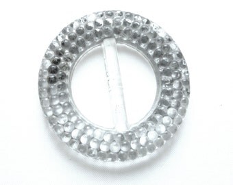 Czech Glass Belt Buckle or Scarf Slide Textured Stippled Top Silvered Backing Antique Deco Czechoslavakian