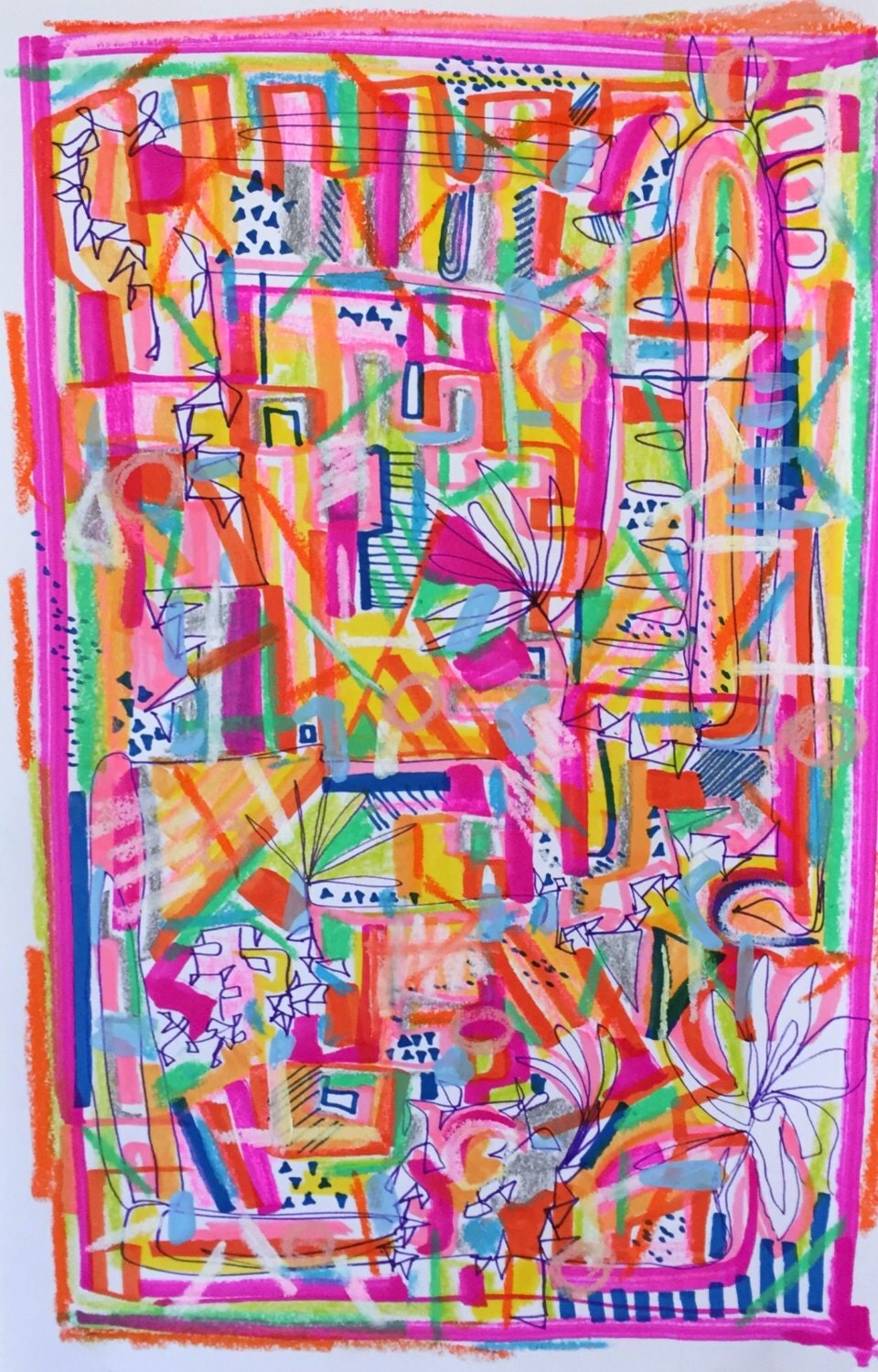 Red abstract drawing original doodle abstract marker