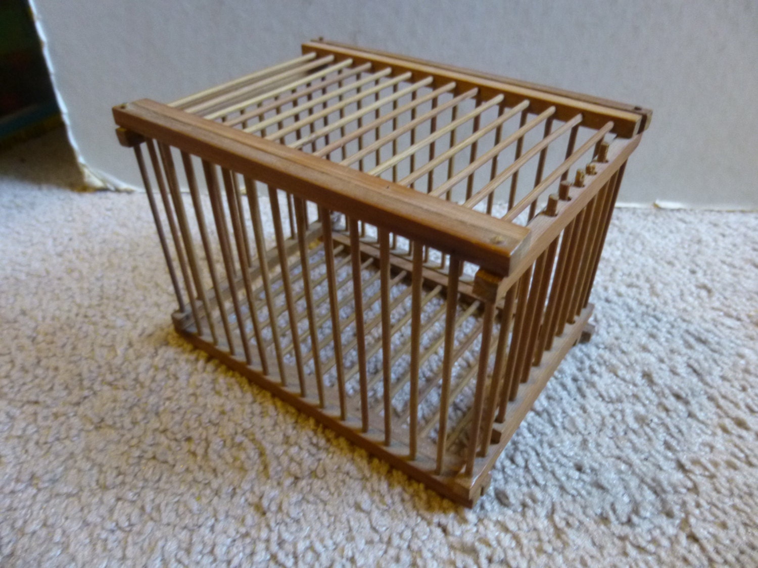 Charming Japanese bamboo wood cricket cage with sliding door ...