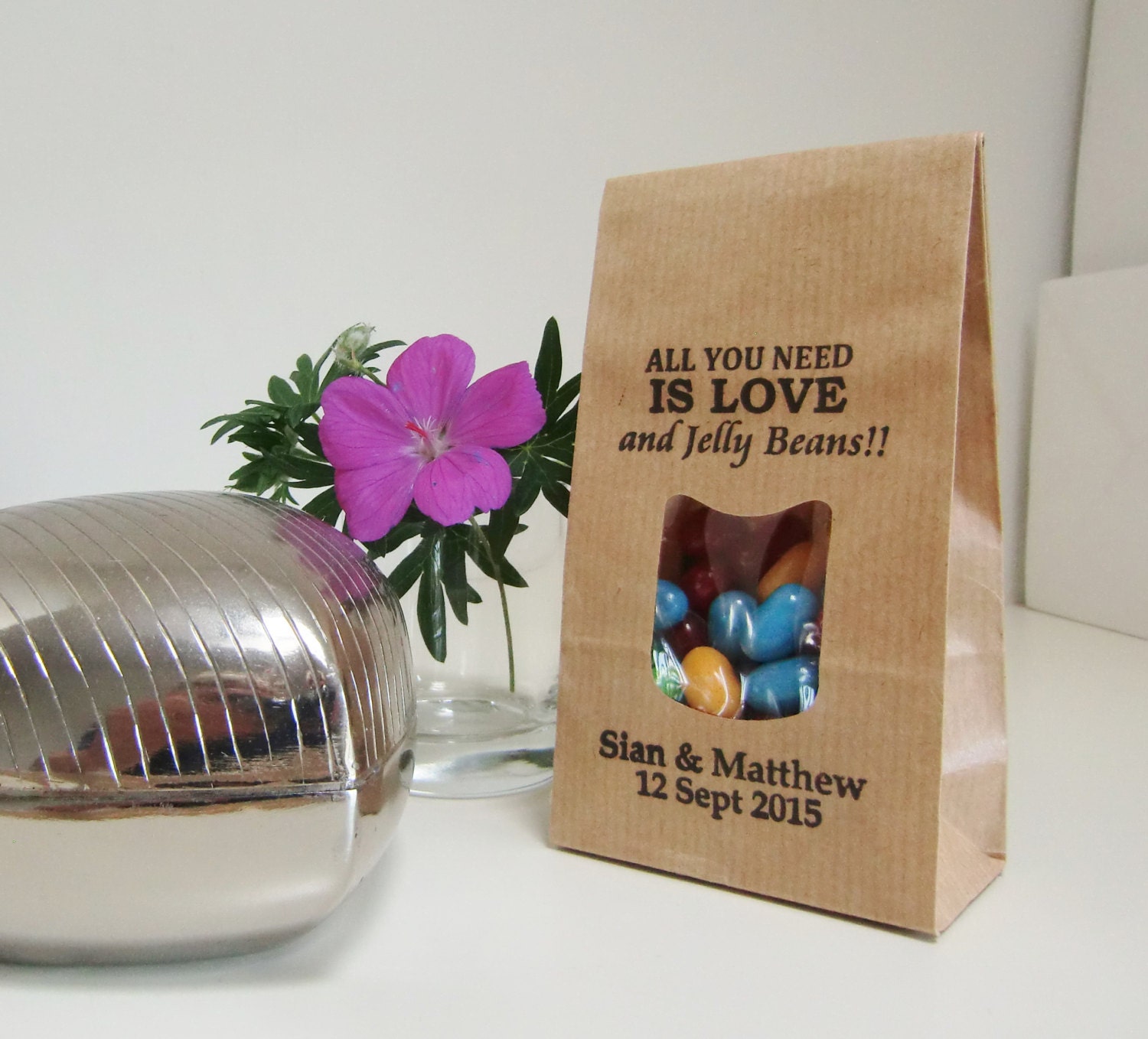 Wedding Favor Bags-LOVE & JELLY BEANS-Rustic by IzzyandLoll