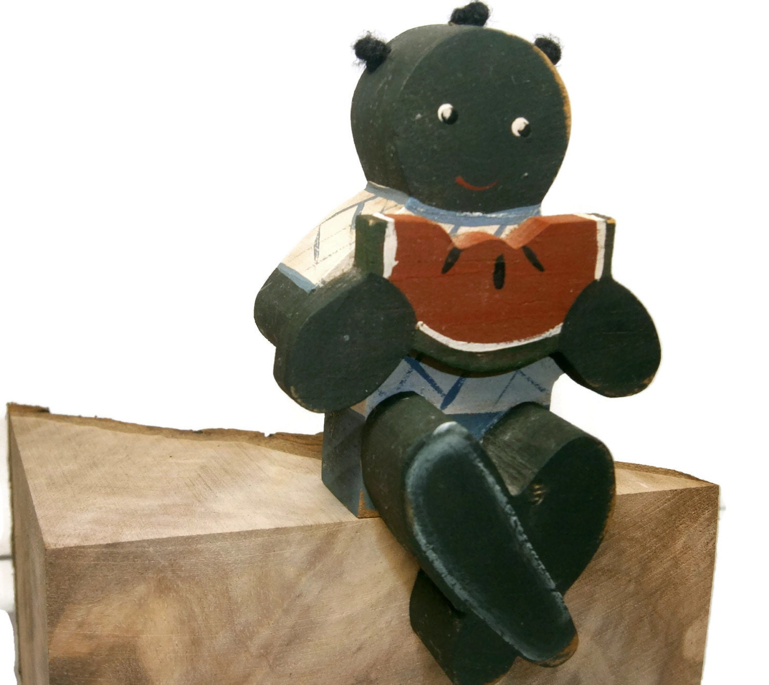 Vintage Handmade Wooden Shelf Sitter / Black by Eklektibles