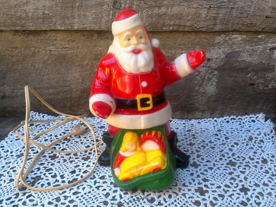 Vintage Plastic Santa Figurine 1950's Antique 8