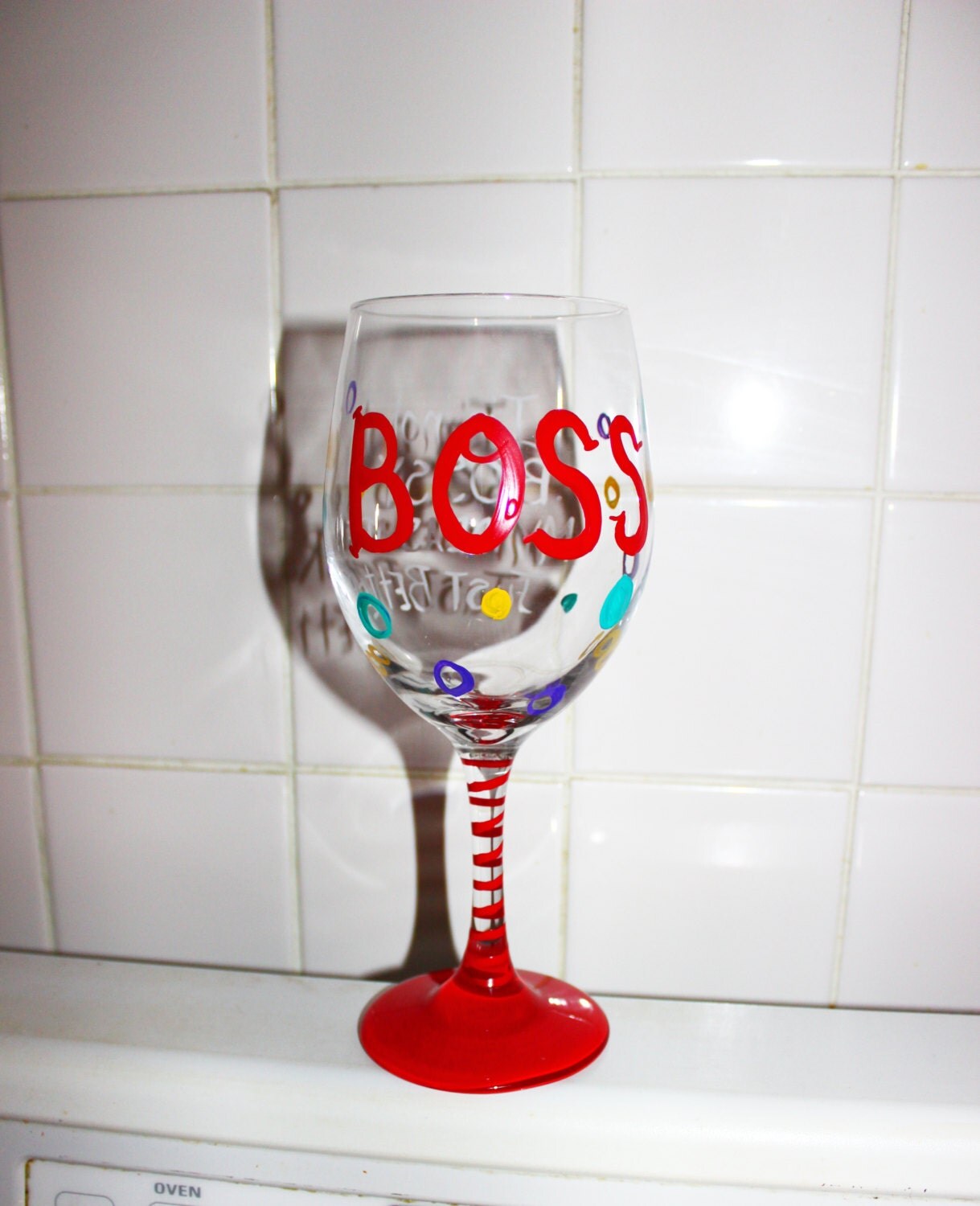 Gift for Boss Boss wine glass Custom wine by ArtByChristinaDudycz