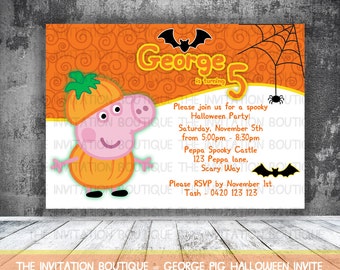 George Pig HALLOWEEN Invitation Printable Party Peppa Pig