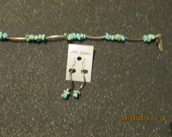 Turquoise and Silver Bracelet and Earring