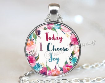 CHOOSE JOY Necklace, Joy Pendant, Joy Keychain, Quote Necklace, Quote Pendant, Inspirational Quote, Positive Affirmation, Inspirational