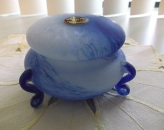 Murano Glass Footed Box Murano Glass Footed Powder Box Murano Glass Vanity Box