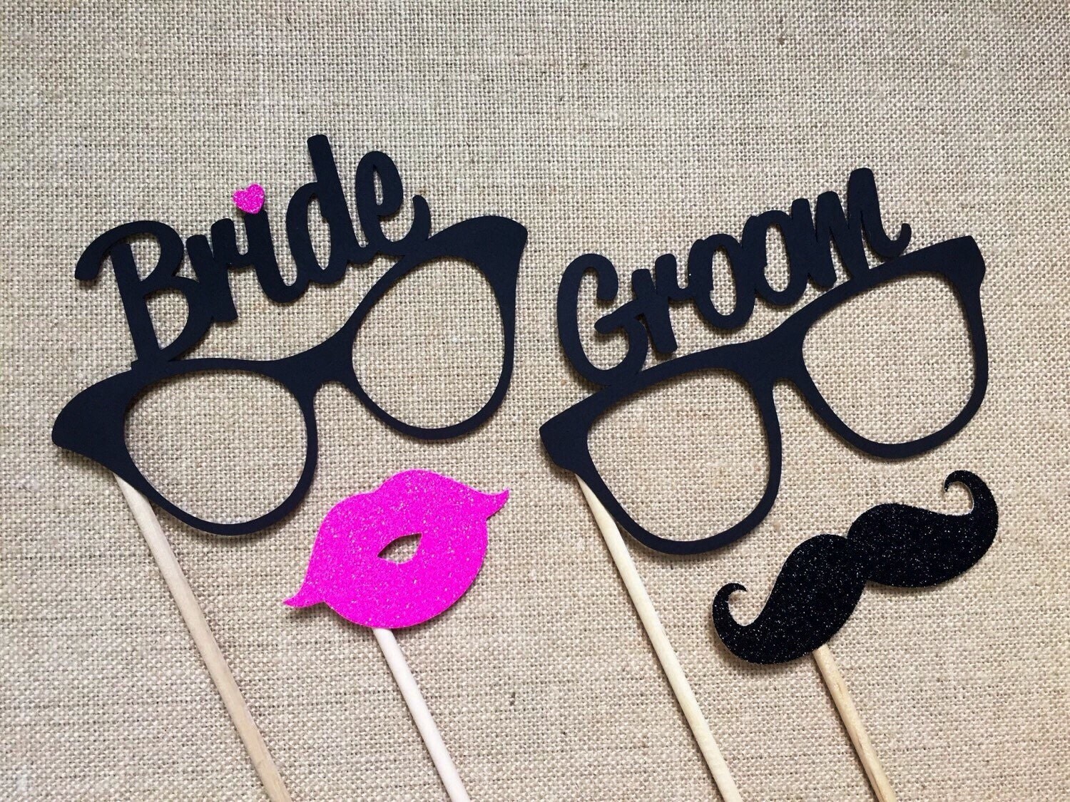 Bride and Groom Glasses Photo Booth Props . Wedding Photo