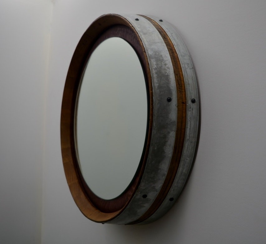 Wine Barrel Mirror Round Wall Handmade Napa By Ecowinefurniture