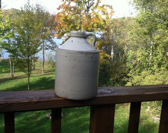 Vintage Gallon Earthenware Primitive Jug with Spout