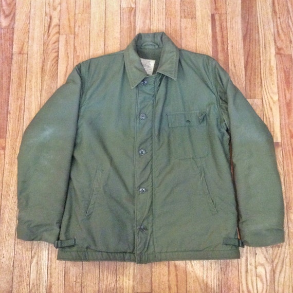 Vintage 1970s USCG A-2 Deck Jacket with Stencil. Size L