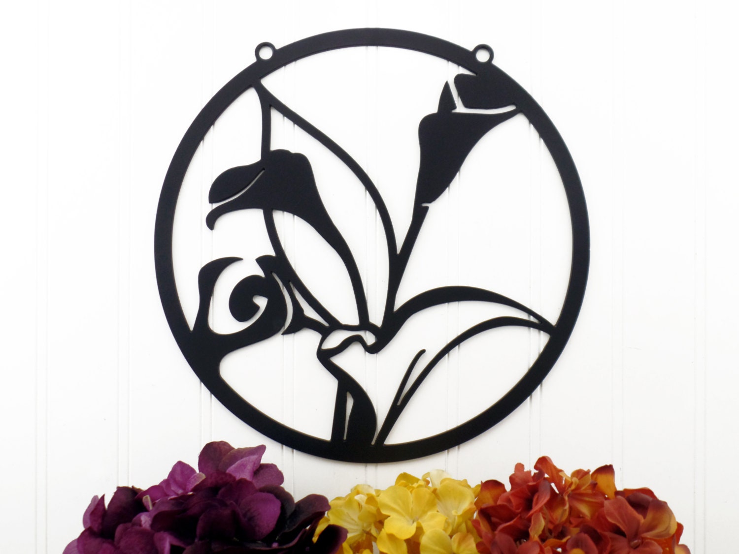 Calla Lily Flower Metal Wall Art Black 11x11 Garden Gift