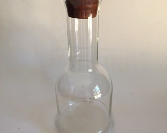 Vintage Mid Century Danish Modern Dansk Glass Decanter With Teak Stopper