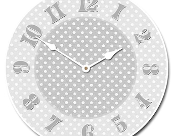 Gray Dotted Swiss Wall Clock