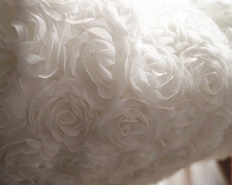 off White Chiffon Rosette Fabric, Photography Prop, wedding table cloth, wedding decors by the yard
