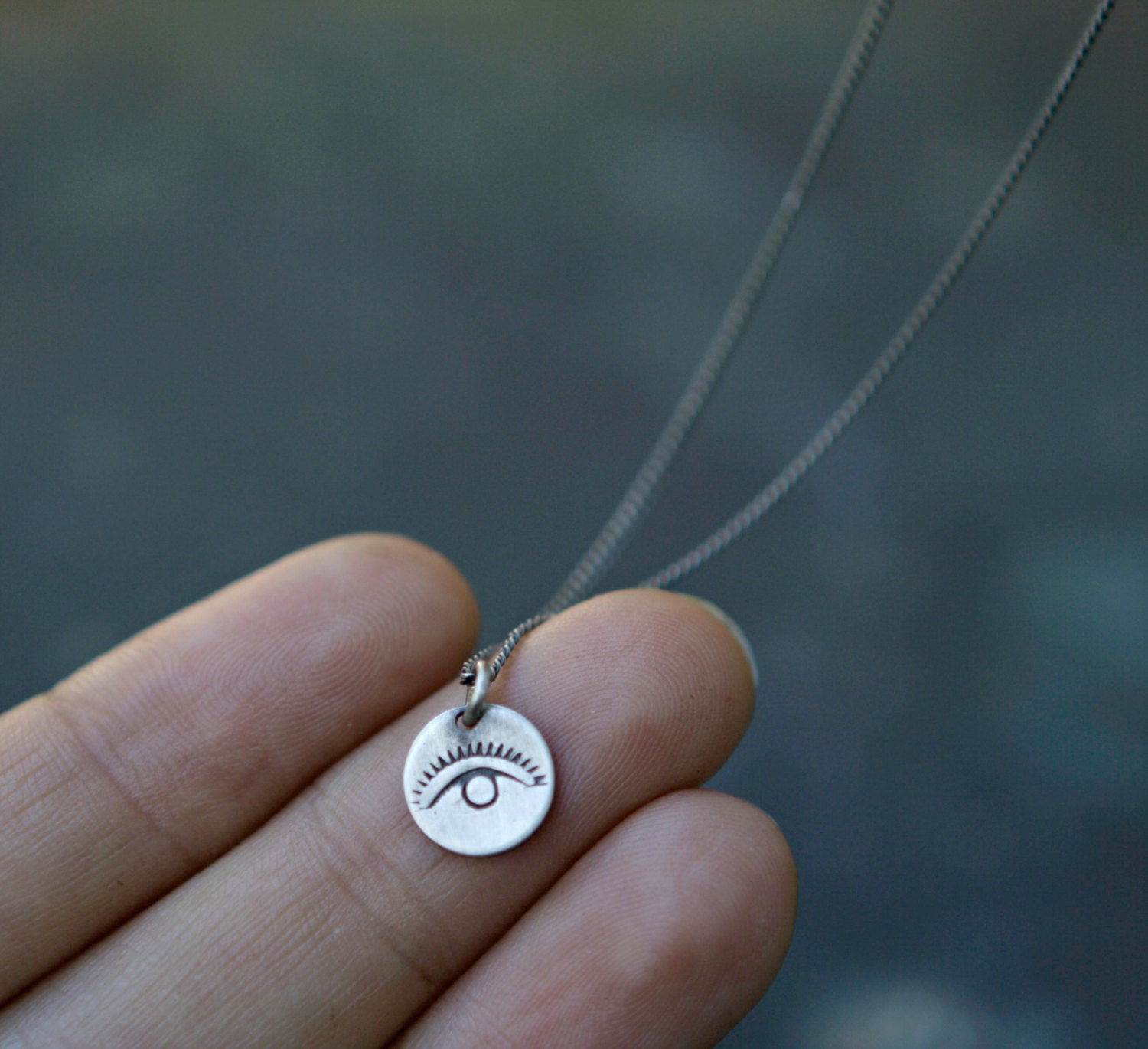 All Seeing Eye Charm Necklace Third Eye Pendant Tiny by JayCuneo