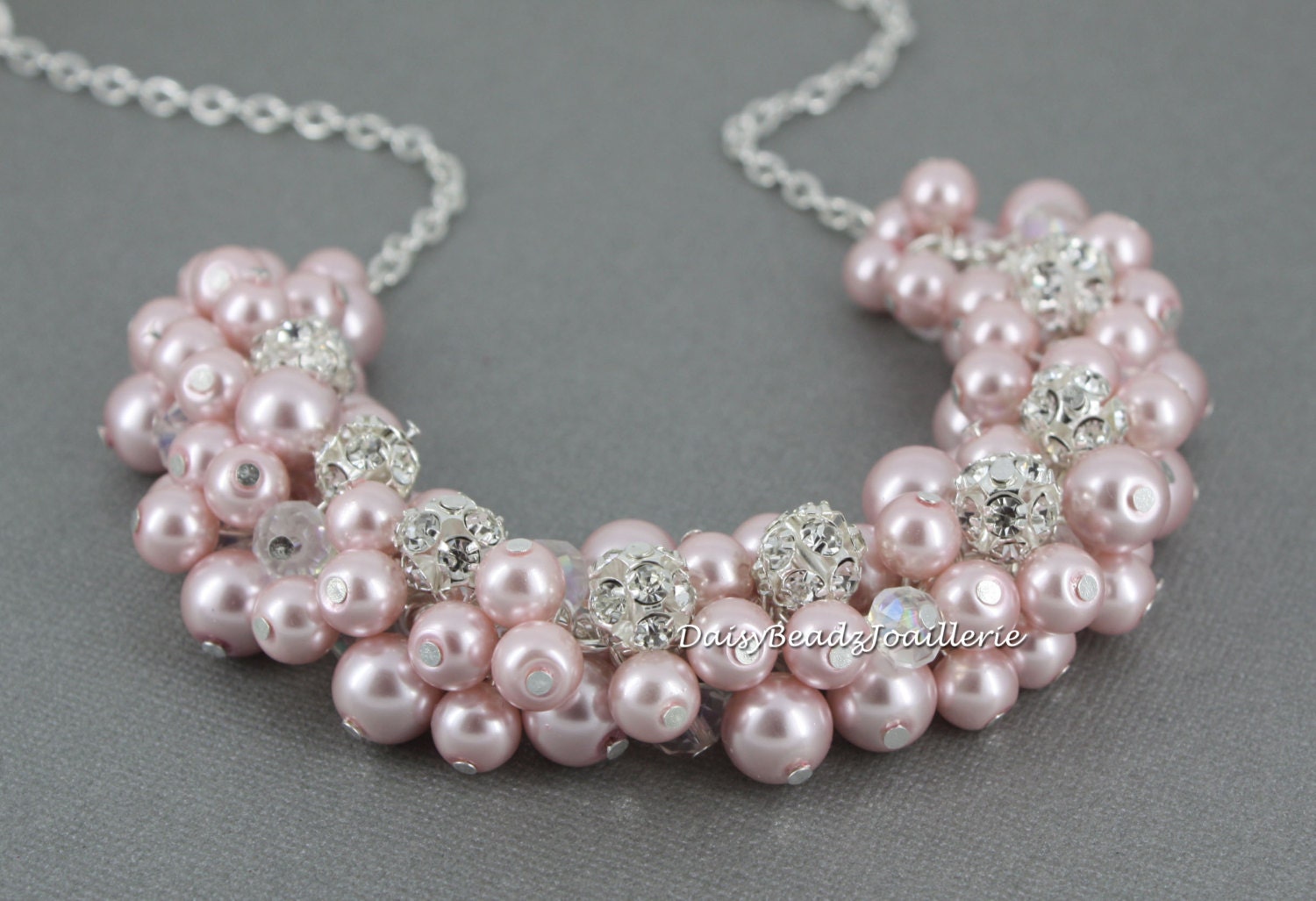 Bridesmaid Blush Necklace Pink Pearl Jewelry Blush Wedding