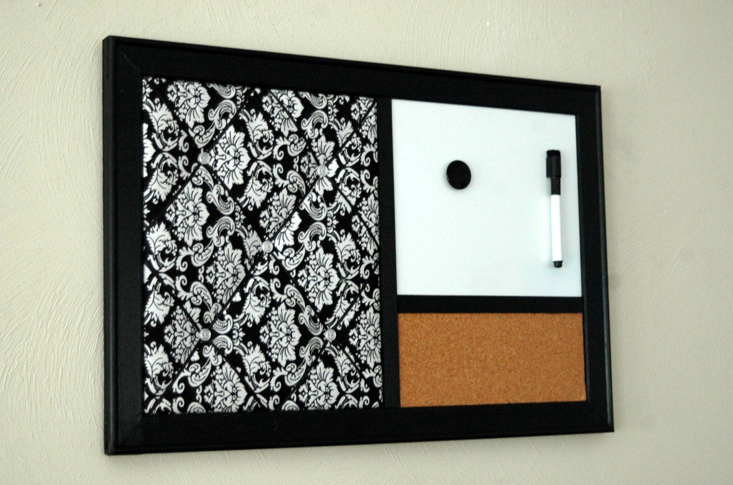 Black and White Damask French Memo Board Whiteboard Dry Erase