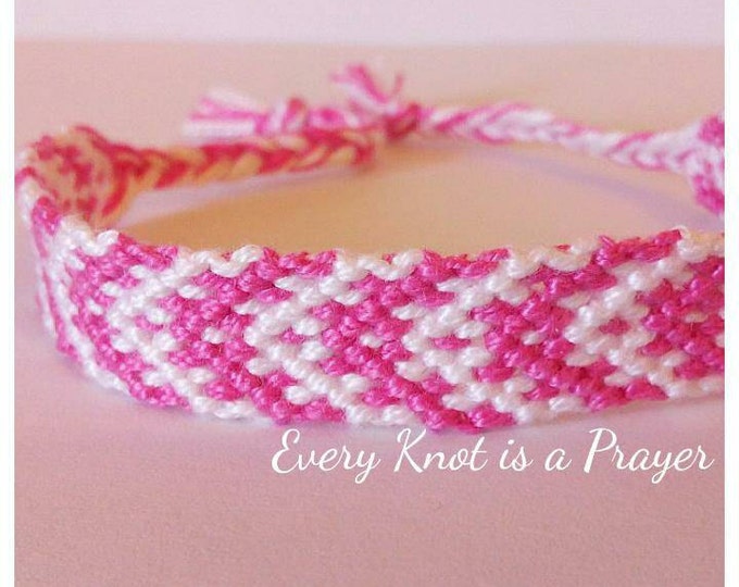Knots for a Cause - Pink and White Macrame Knotted Friendship Bracelet or Anklet