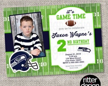 Football Seattle Seahawks Birthday Invitation (ANY TEAM) - Printable Digital file