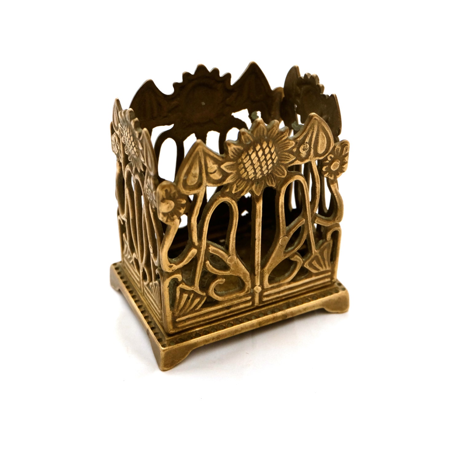 Porte-courrier Art Nouveau Thorness - Tournesol En Laiton Poli - Neuf