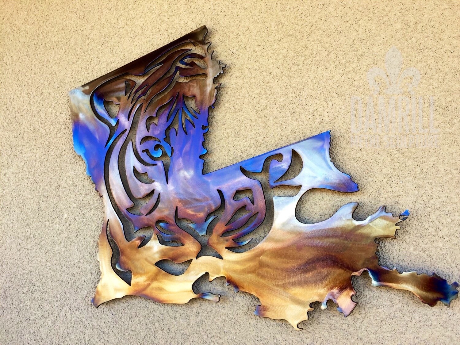 HUGE LSU Louisiana state Tiger Metal Art by DamrillMetalArt