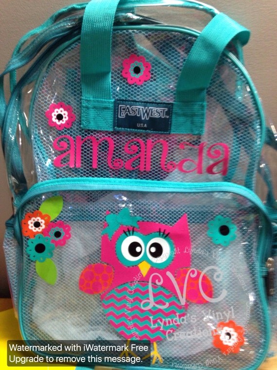 Owl Personalized Clear Backpack