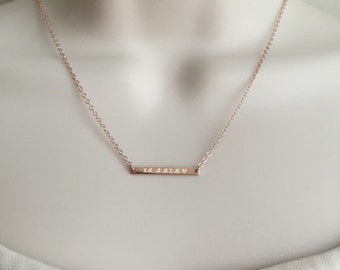 Delicate Skinny Bar Necklace. Tiny Bar Necklace. Roman Numeral Date. Monogram Bar.Sterling Silver.Gold Filled.Rose Gold.Minimalist Necklace