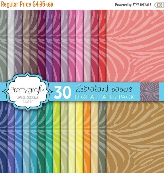 80% OFF SALE zebra animal print digital paper, commercial use, scrapbook papers, background - PS599 Il_570xn