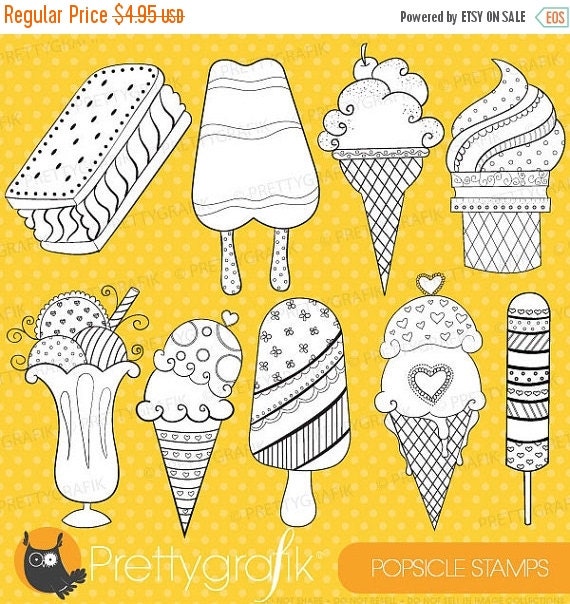 80% OFF SALE ice cream popsicle digital stamp commercial use, vector graphics, digital stamp, digital images - DS311 Il_570xn