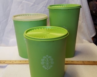 Tupperware green canister set with