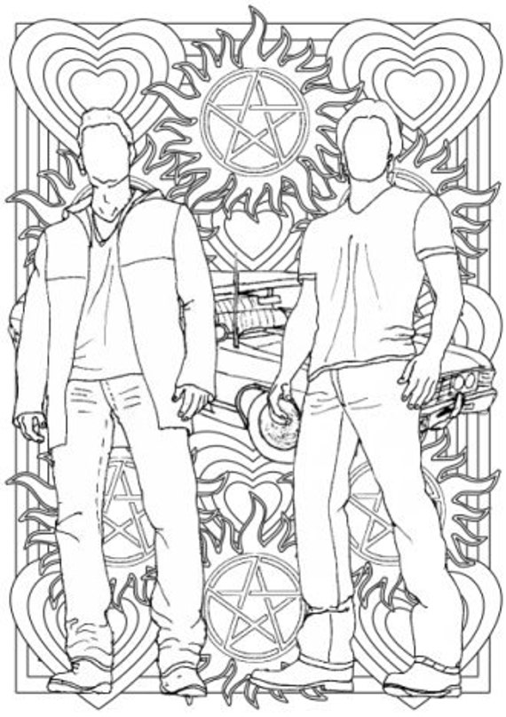 Download Supernatural Colouring for Grown-Ups Sam and Dean