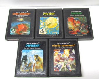 5 Vintage Atari Video Game Cartridges Cosmic by ROBOTSHOPandMORE