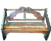Vintage Distressed Indoor Outdoor Teak Wood Bench Antique Indian Furniture