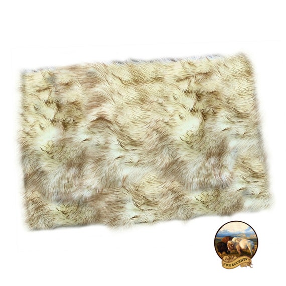 Soft Faux Fur Area Rug White with Brown Tips by FurAccents