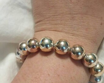 On Sale Inexpensive Bling Chunky Silver Toned Beaded Bracelet Costume Jewelry Fashion Accessory