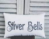 Silver Bells Pillow Holiday Pillow Decor Pillow Christmas Pillow