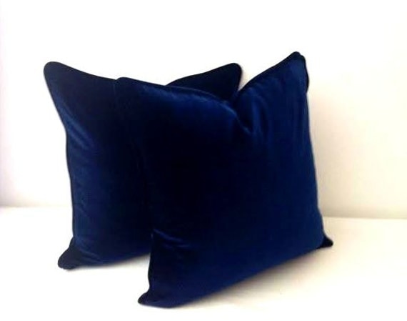 Throw Navy Blue Velvet Pillow Cover 20 by 20 by CushionsandMore
