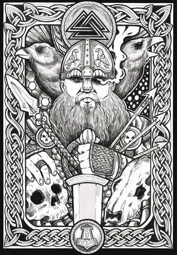 Viking art Odin fantasy art print