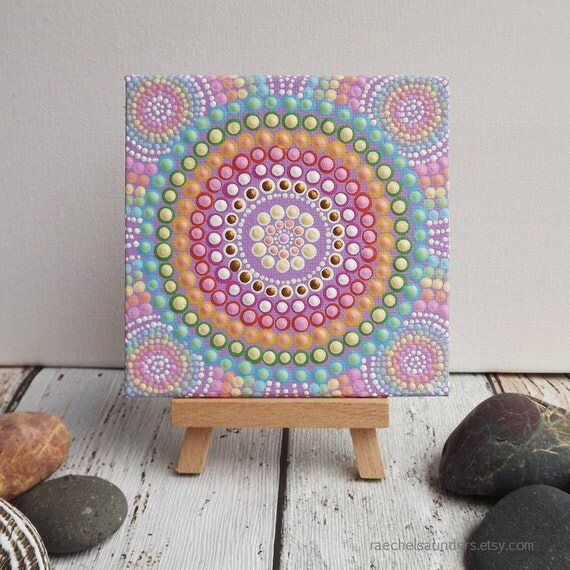 Pastel Rainbow Dot Painting Aboriginal Art by RaechelSaunders