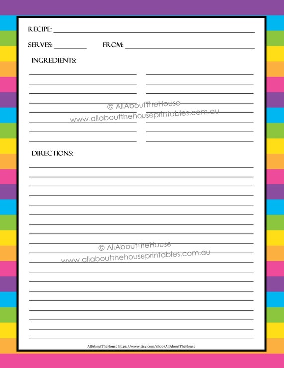 printable recipe card templates