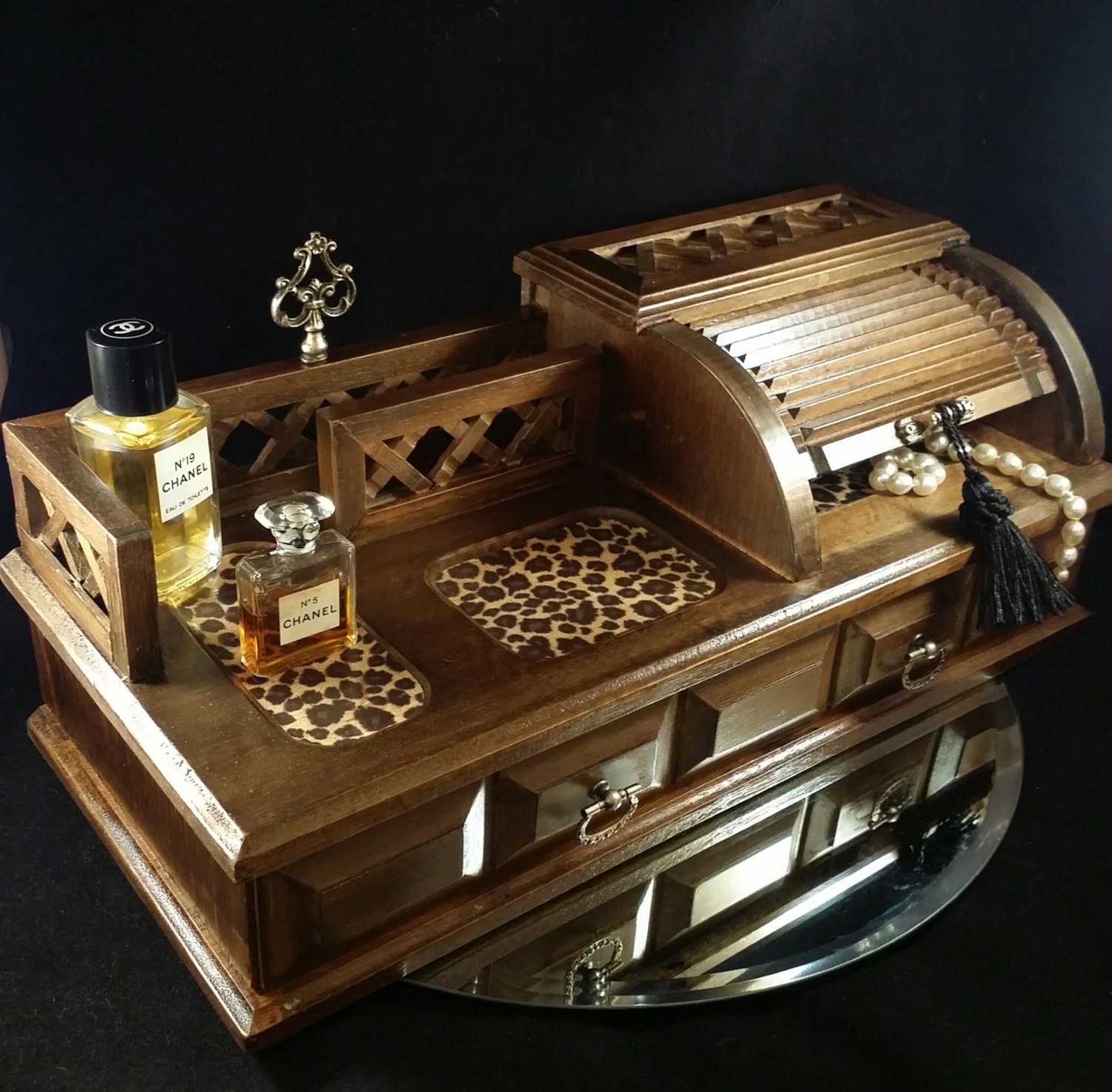 Roll Top Desk Jewelry Box Desk Organizer Miniature Roll Top